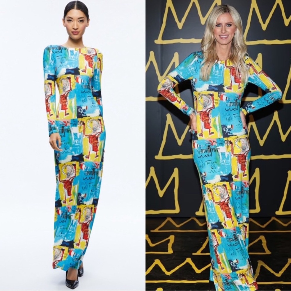 NWT ALICE + OLIVIA A+O X BASQUIAT DELORA MAXI DRESS - size 6 - Picture 11 of 13